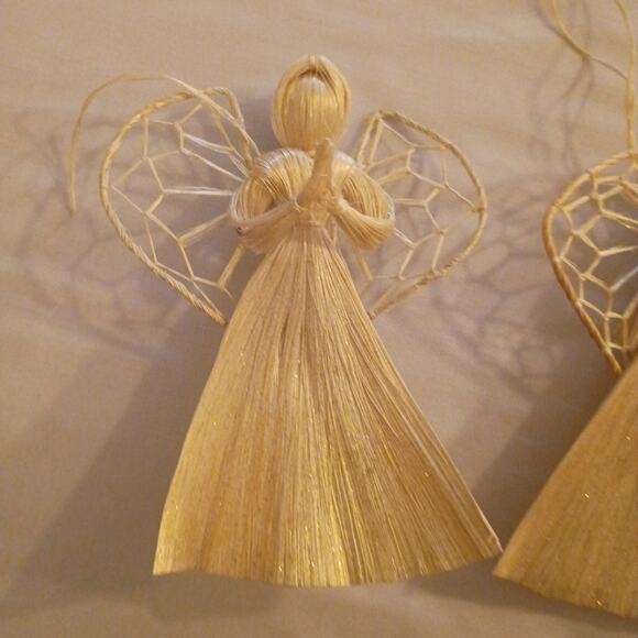 Lot of 3: Delicate Fragile Handmade Corn Husk Angel Christmas Ornaments - Picture 2 of 10